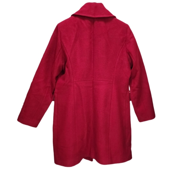Michael Kors Women's Coat Wool Blend Single Breast Gold-Tone Button Front Red L - Picture 7 of 13